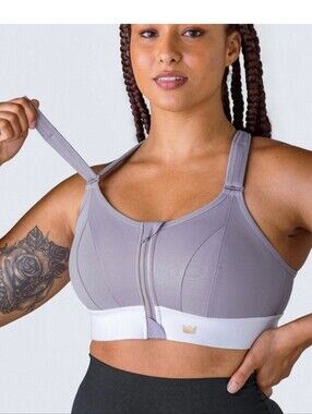 SHEFIT Front-Zip Support Sports Bra - Lavender